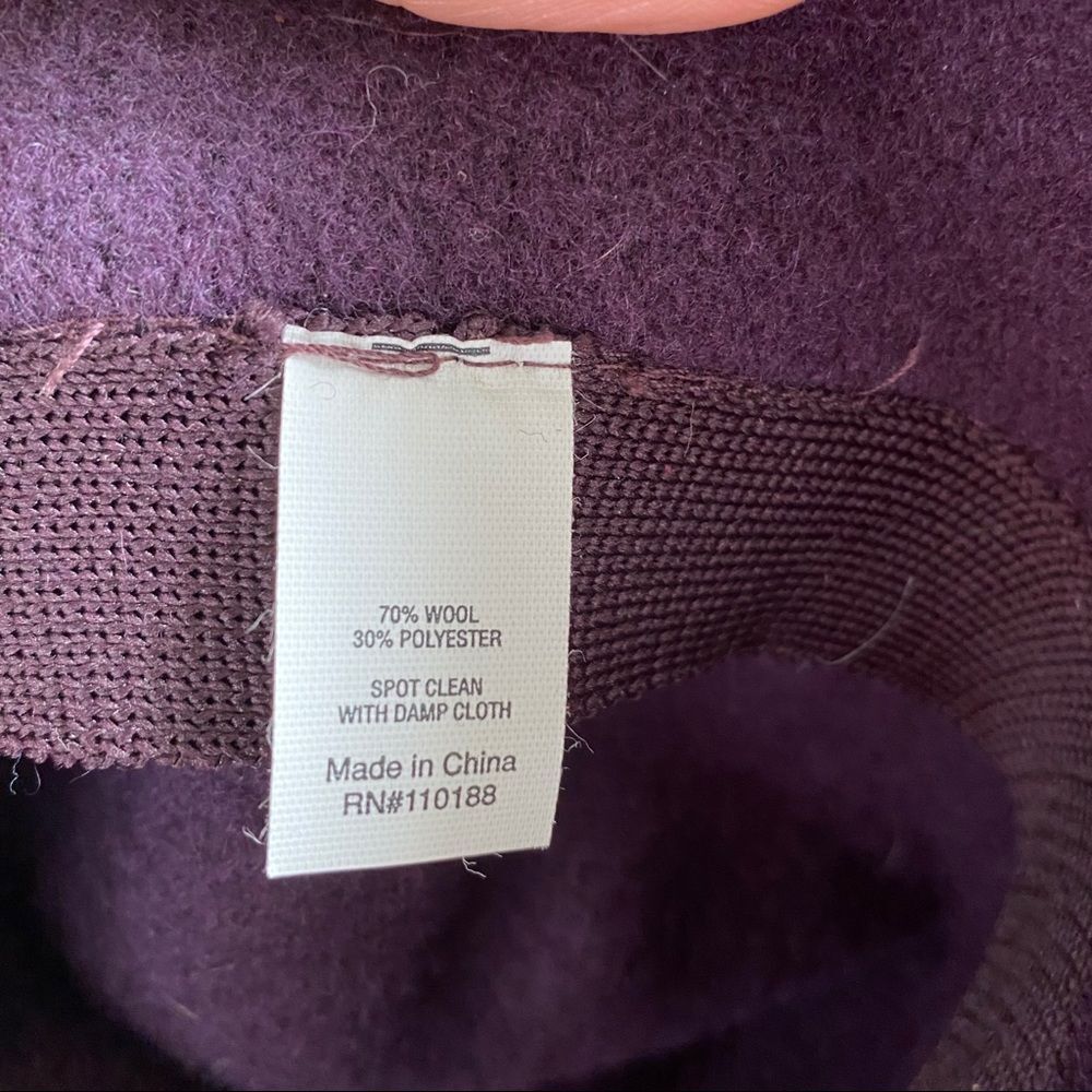 Purple  beaded embroidered wool poly bucket hat - Picture 3 of 3